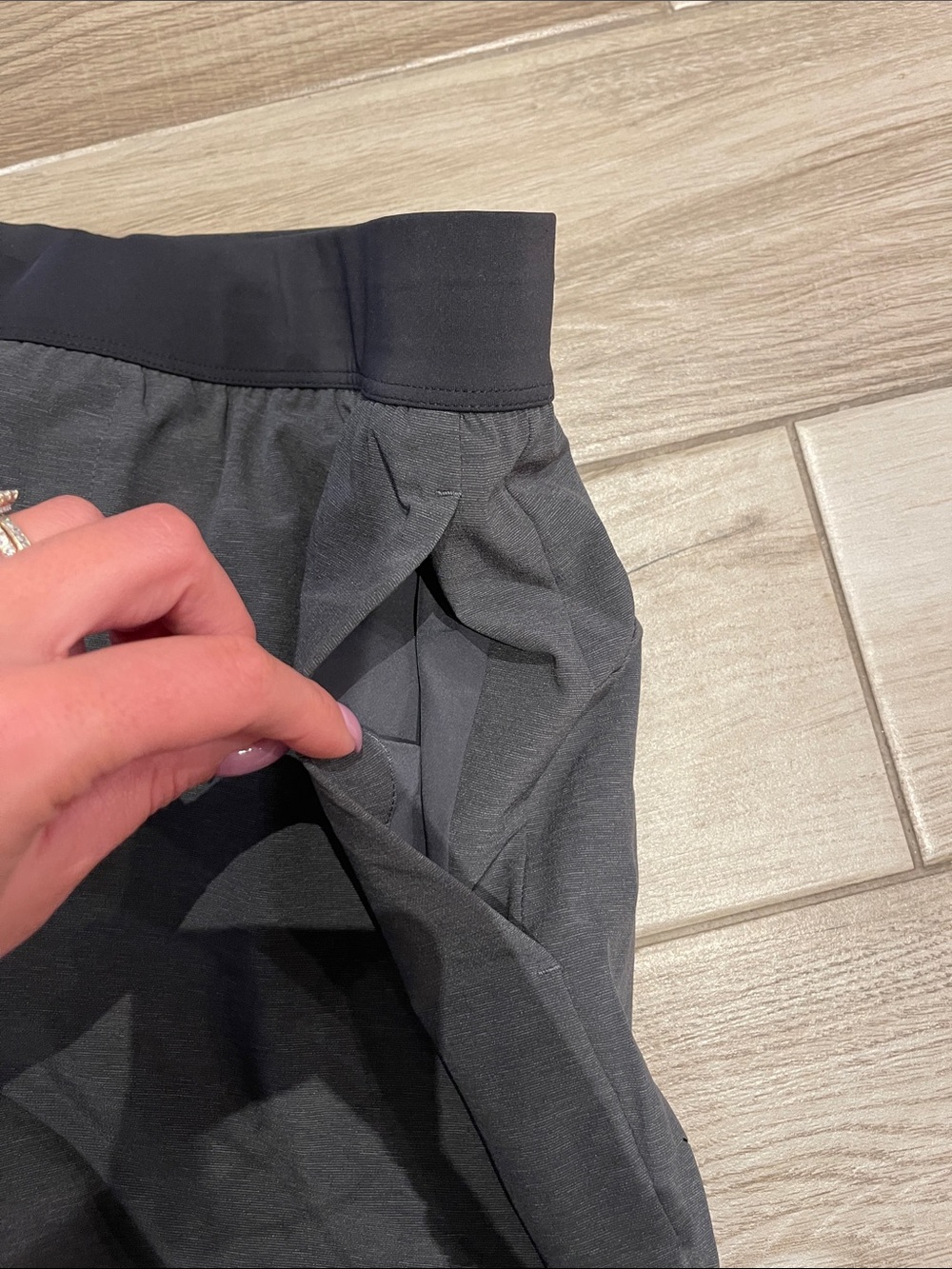 Men's Athletic Double-Layer Gray Shorts - Picture 6 of 8